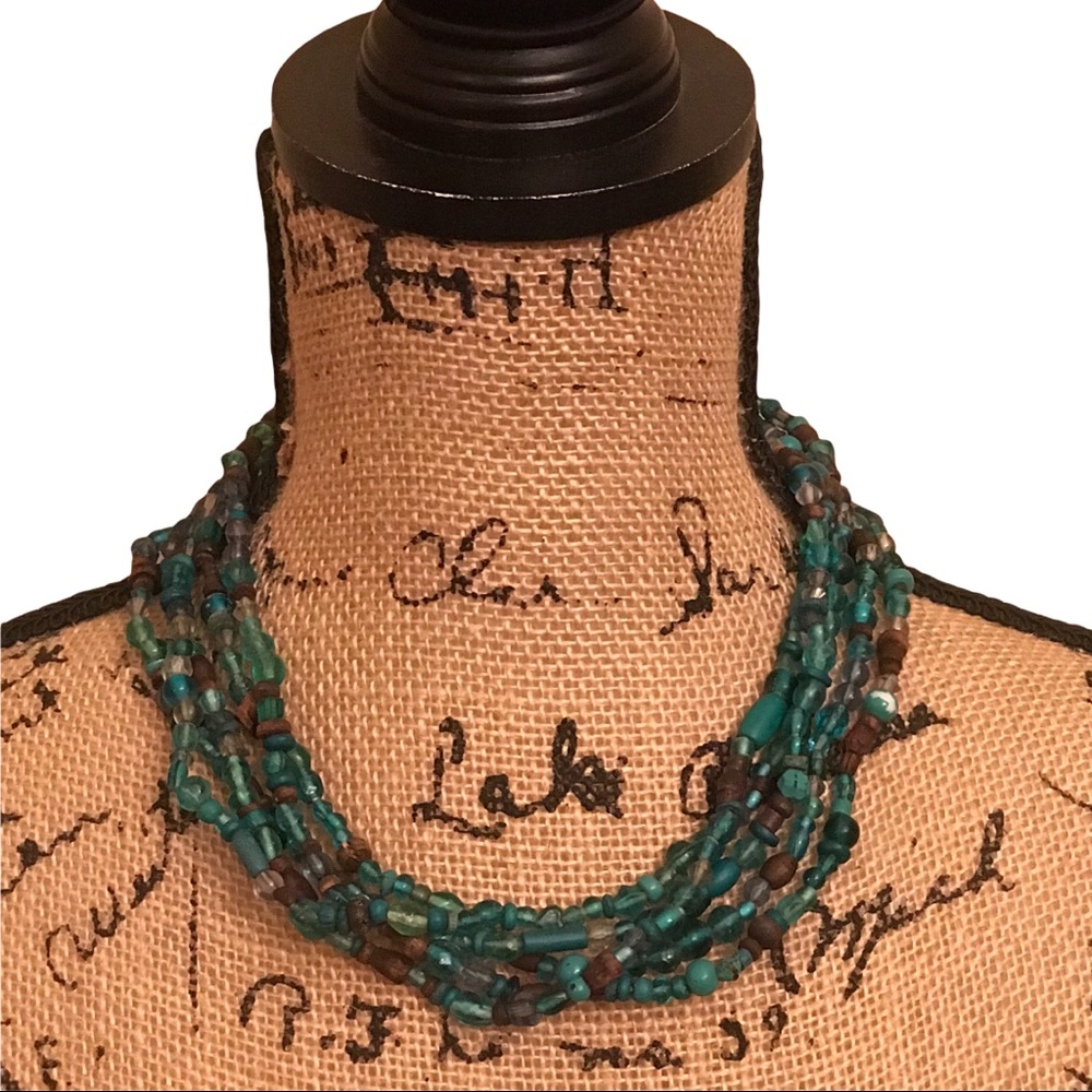 Vintage Beaded Five Strand Necklace